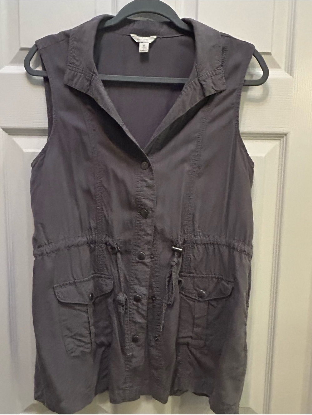 Sleeveless Drawstring Utility Vest - Gray